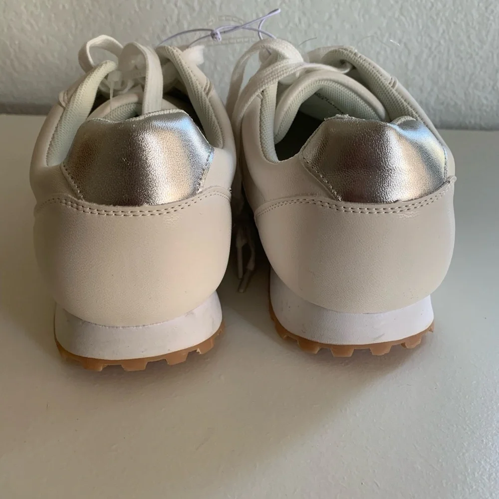 Stylish White and Silver Sneakers - Picture 3 of 9